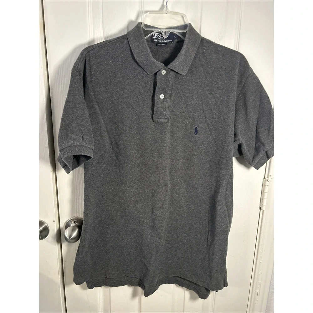 VTG Men's Polo Ralph Lauren Short Sleeve Polo- Size Large Dark Gray